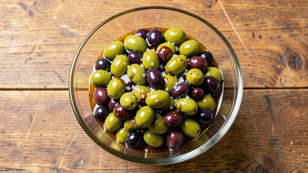 Boscoli Italian Olive Salad Recipe: Balsamic-Brine Brined Olives and Herbed Cream Cheese