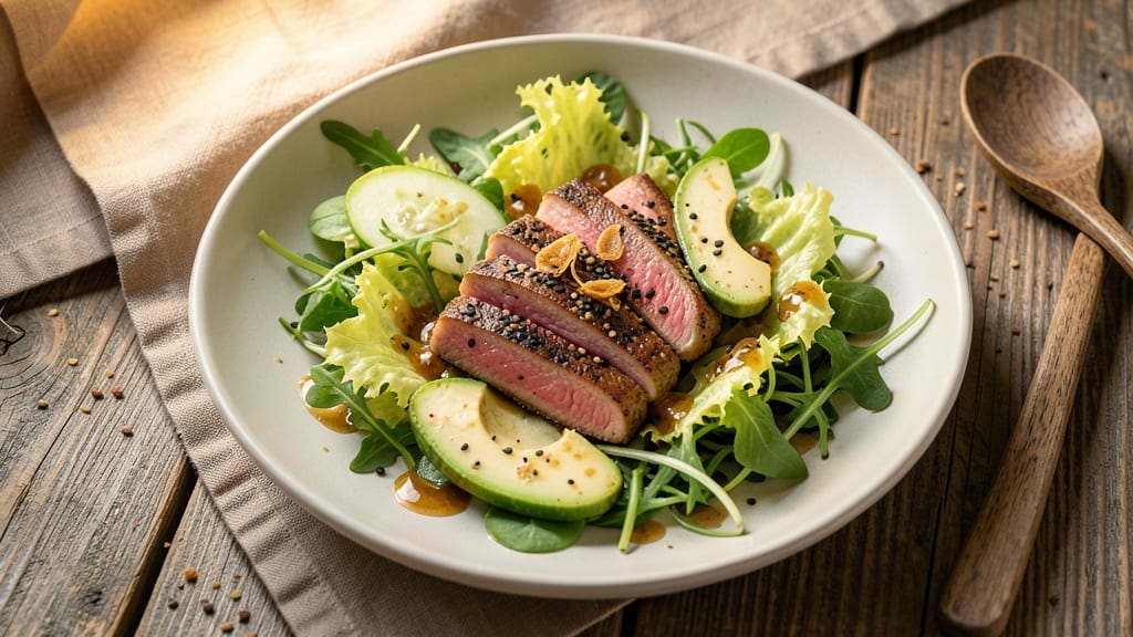 Asian Ahi Tuna Salad Recipe: Seared Smoky-Sweet Bites Over Sesame Crunch