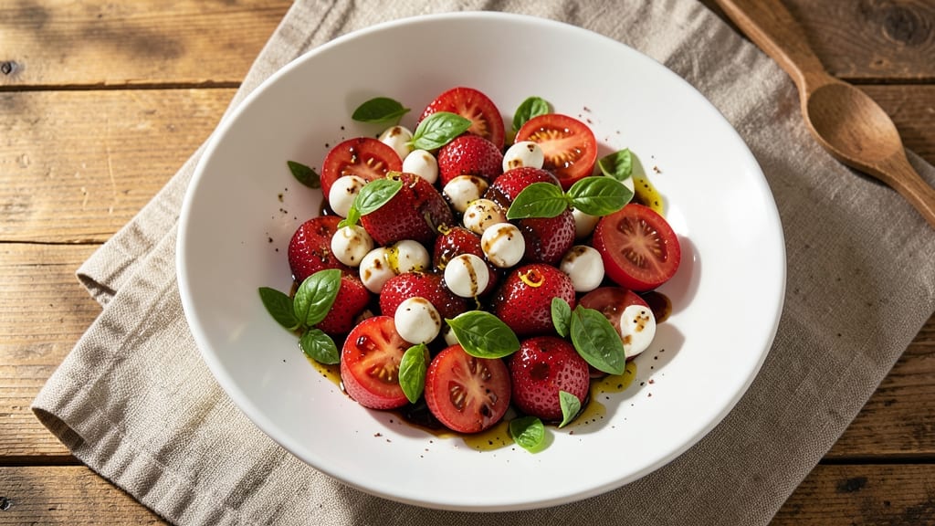 Balsamic Strawberry Caprese Salad Recipe: Sweet-Tart Balance With Creamy Mozzarella