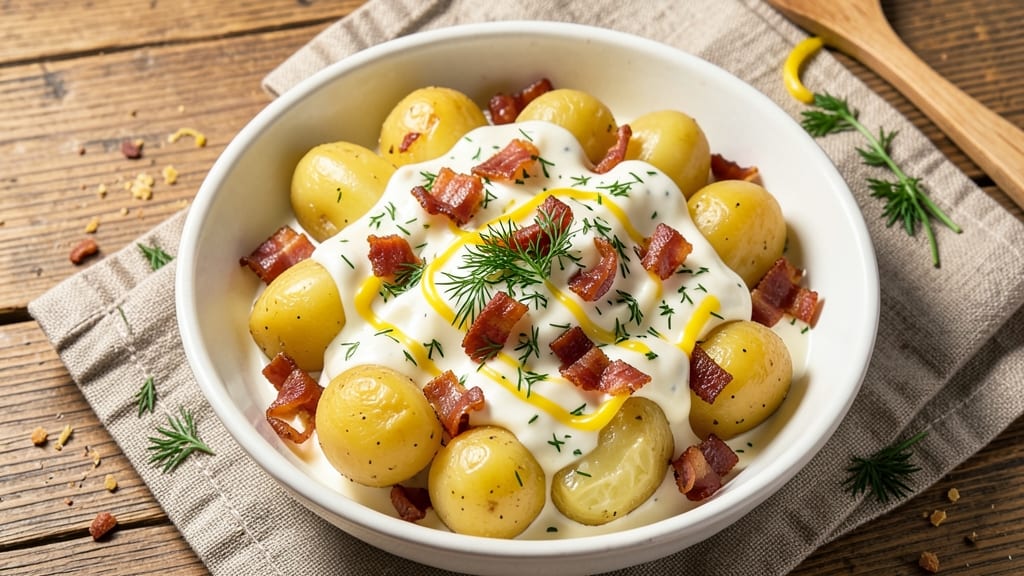 Best Warm Potato Salad Recipe With Mayonnaise: Velvety Cream Cheese Swirls and Crispy Bacon Bits
