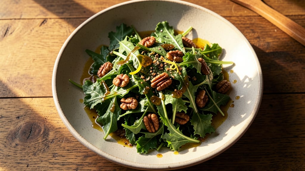 Arugula and Kale Salad Recipe: Peppery Greens with Toasted Walnut Crunch