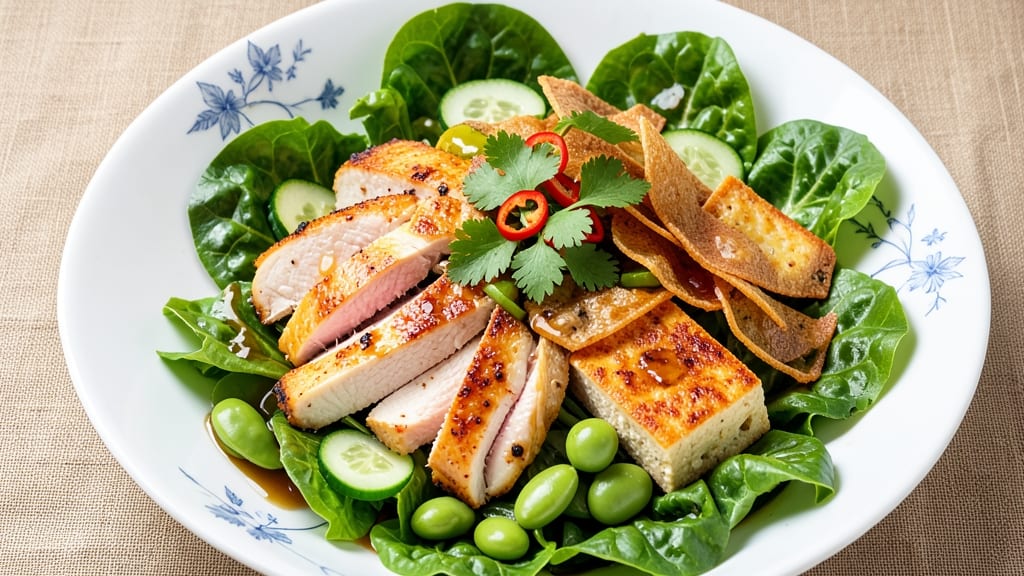 Asian Cobb Salad Recipe: Crispy Wonton Strips and Tangy Peanut Dressing Fusion