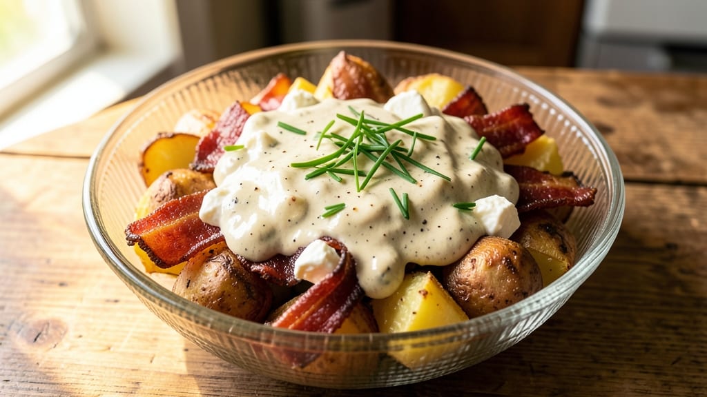 Baked Potato Salad Recipe with Ranch Dressing: Warm Spuds and Herby Cream Cheese Bliss