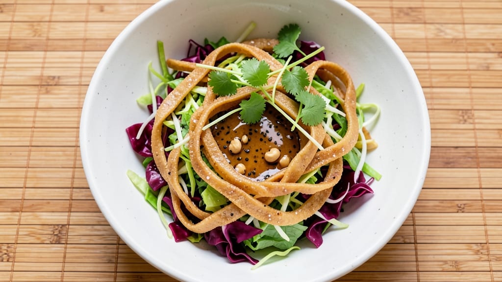 Asian Dumpling Salad Recipe: Crunchy Wonton Strips and Peanut-Lime Zing