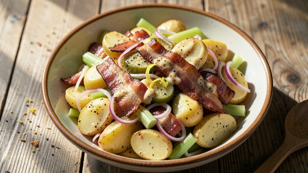 Baker's Ribs Potato Salad Recipe: Smoky Bacon and Celery Crown Crunch
