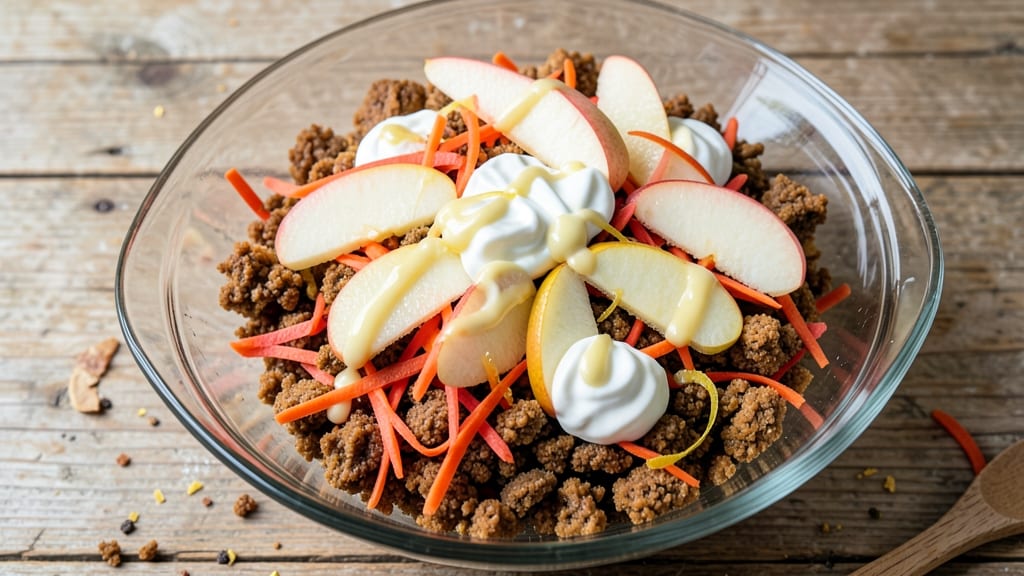 Apple Carrot Cake Salad Recipe: Warm Spiced Layers With Creamy Cheese Dressing