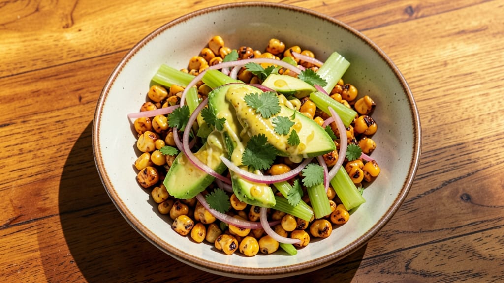 Cameron Diaz's Roasted Corn Salad Recipe: Charred Sweetness With Crispy Celery Crowns