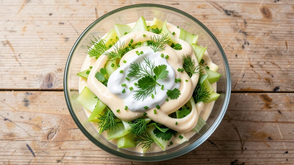 Boiled Salad Recipe: Warm Celery Crowns in Creamy Herb Dressing