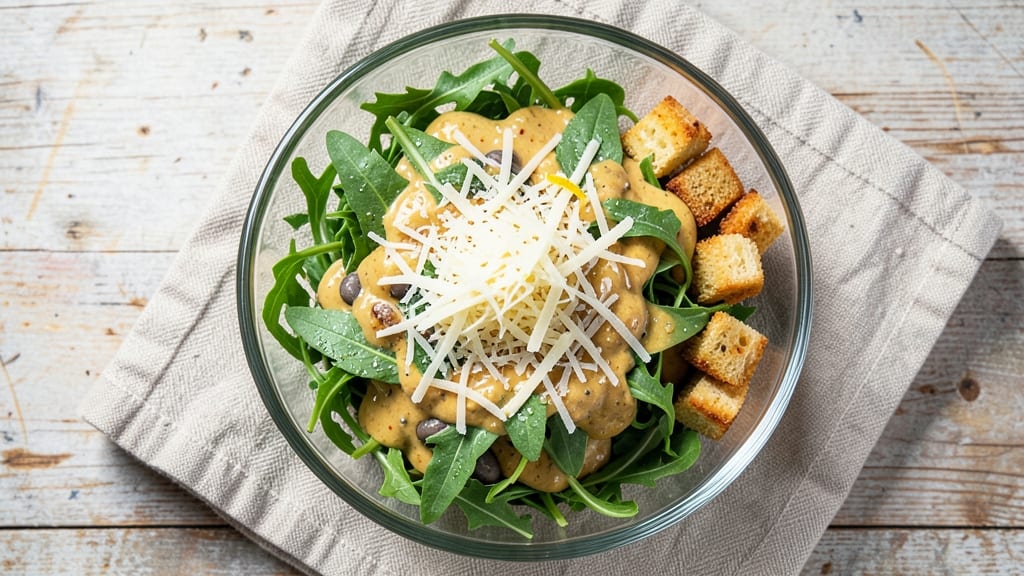 Arugula Caesar Salad Recipe: Crispy Parmesan Crunch and Tangy Anchovy Zing
