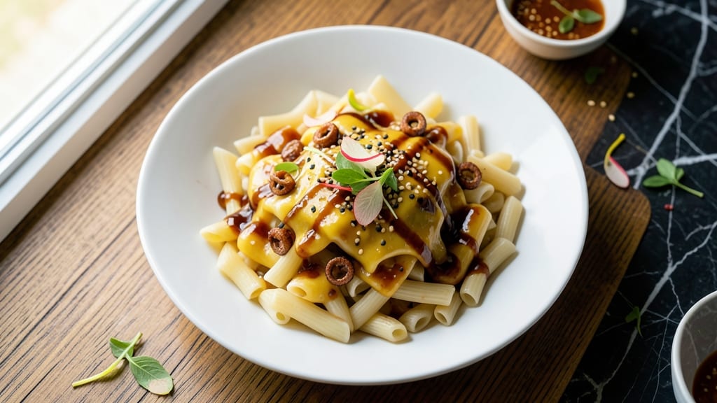 Asian Macaroni Salad Recipe: Sesame-Ginger Dressing with Crunchy Peanut Topping