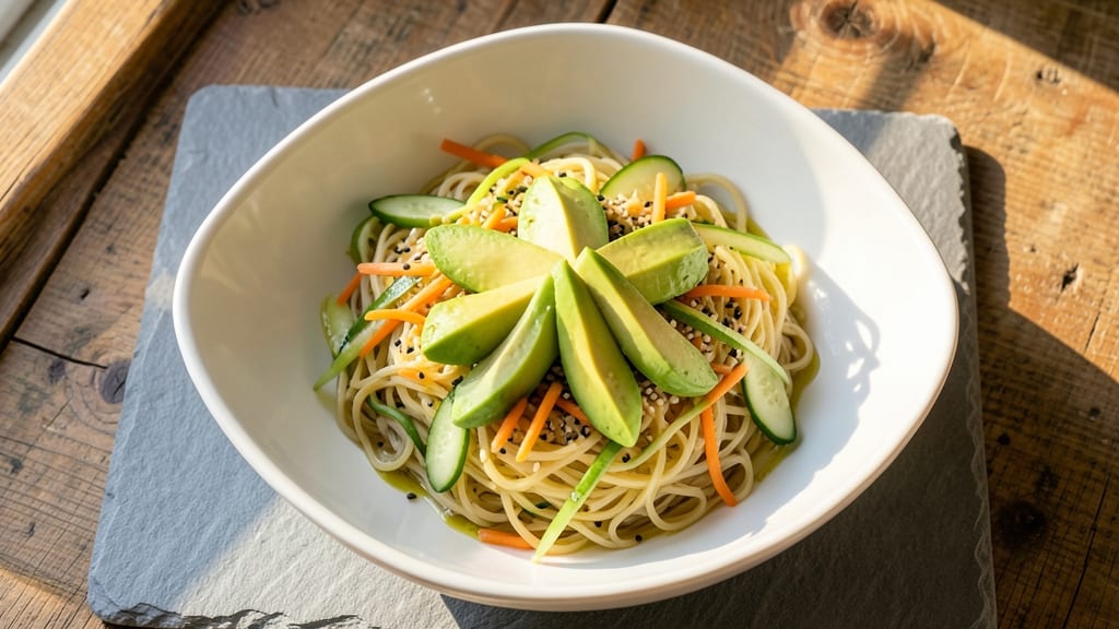 Avocado Sushi Salad Recipe: Crunchy Rice Noodles With Creamy Avocado Zing