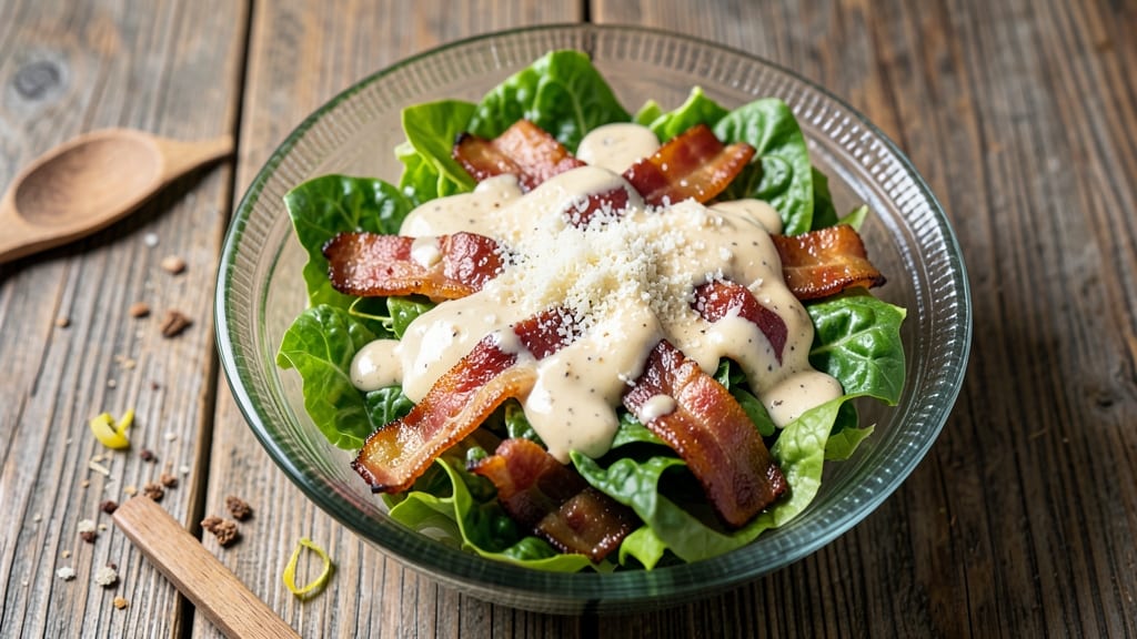 Caesar Salad Recipe With Bacon: Smoky Bacon Crunch Over Creamy Herb Dressing