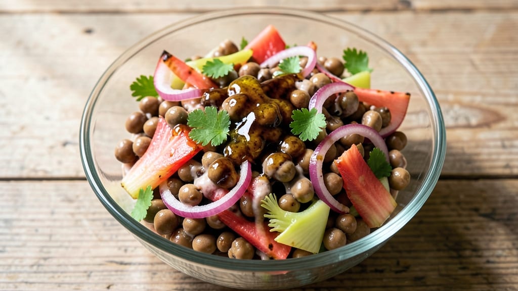 Black Eyed Pea Salad Recipe With Balsamic Vinegar: Sweet-Tart Balance With Crunchy Celery Crowns