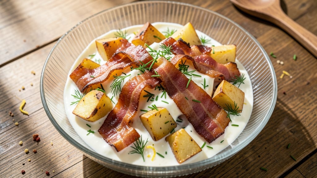 Baked Potato Salad Recipe with Bacon: Smoky Bacon Bites and Creamy Herb Harmony