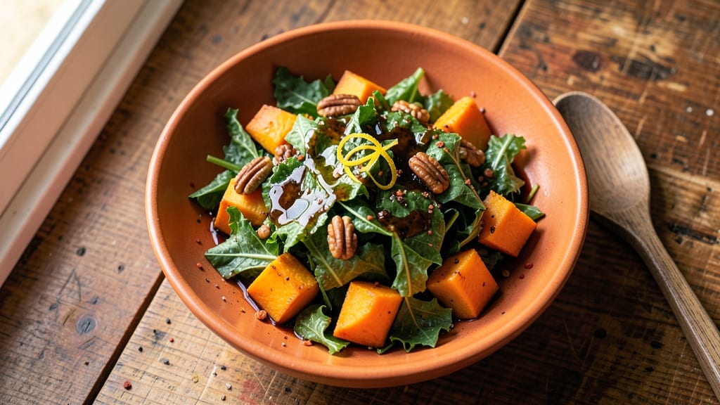 Autumn Tossed Salad Recipe: Warm Roasted Squash and Crispy Pecan Crunch