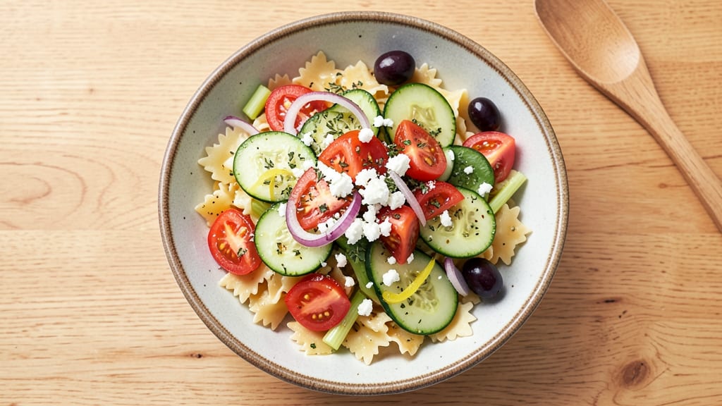 Bow Tie Greek Pasta Salad Recipe: Crisp Celery Crowns and Zesty Lemon-Dill Kick