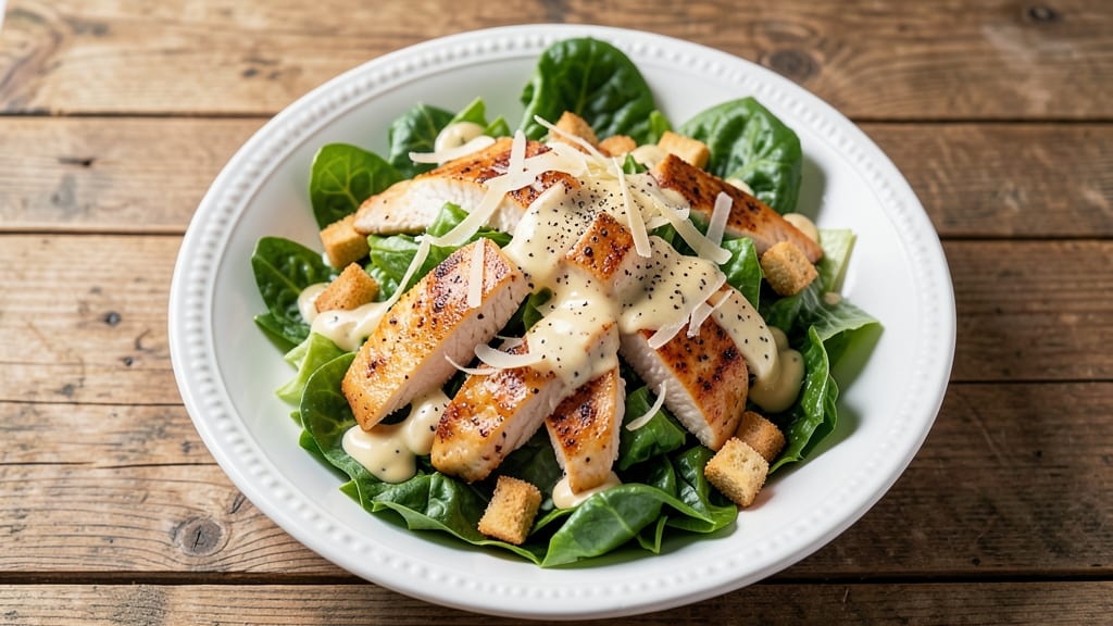 Authentic Chicken Caesar Salad Recipe: Crispy Croutons and Garlicky Anchovy Cream