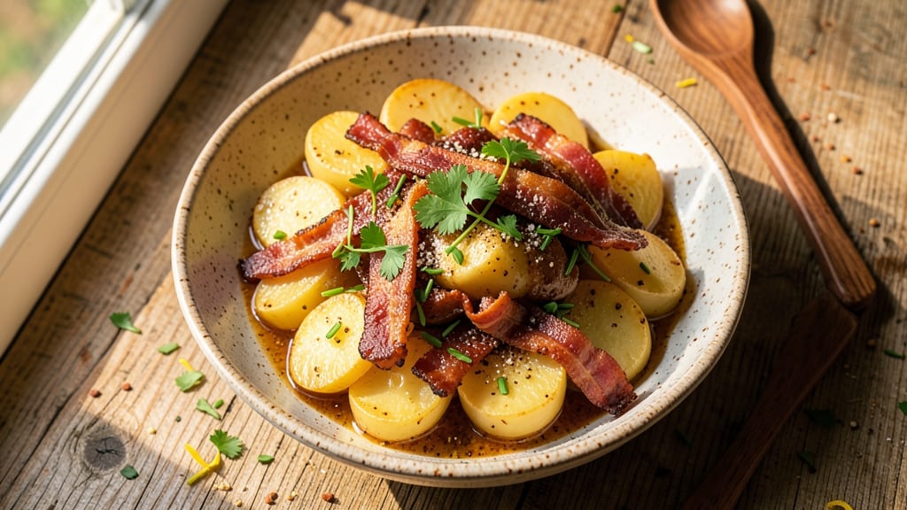 Old Fashioned German Potato Salad Recipe with Bacon: Crispy Edges and Smoky-Sweet Vinegar Magic