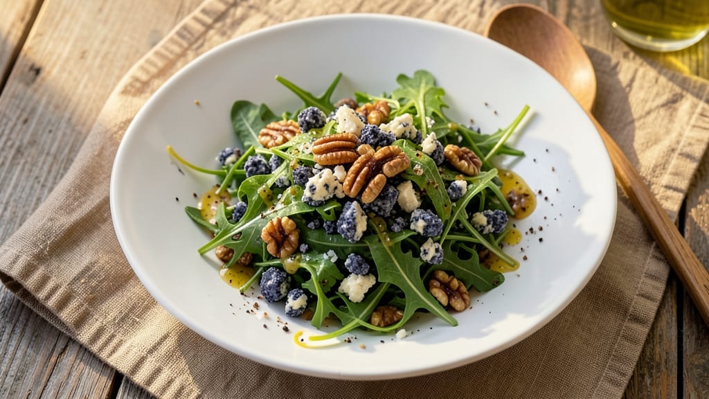 Arugula Blue Cheese Salad Recipe: Peppery Greens and Bold Crunch Balance