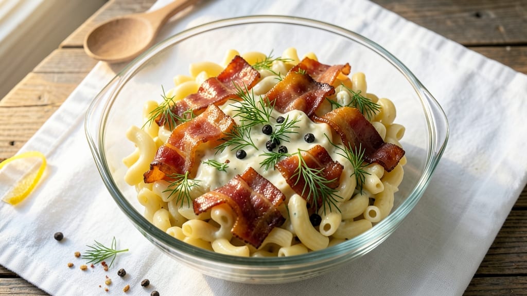 Bacon Ranch Macaroni Salad Recipe: Smoky Bacon Bites and Creamy Ranch Harmony
