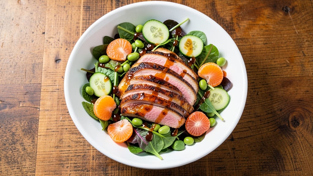 Asian Duck Salad Recipe: Crispy Pancetta Substitutes with Sweet Chili Vinaigrette