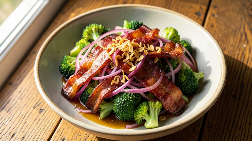 Broccoli Bacon Red Onion Salad Recipe: Crispy Bites and Sweet Onion Crunch
