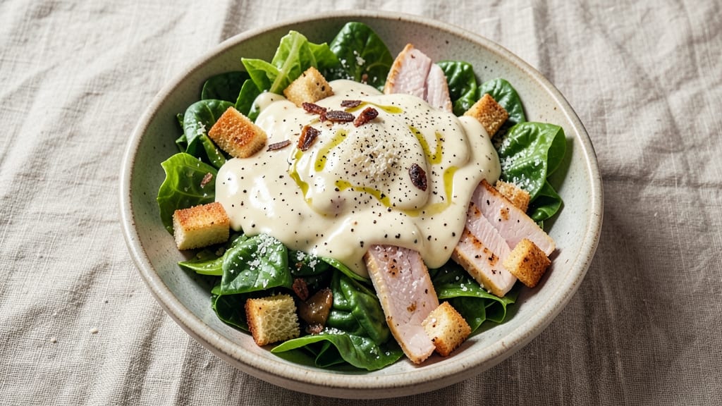 Caesar Salad Supreme Recipe: Crispy Croutons and Smoky Garlic-Anchovy Dressing