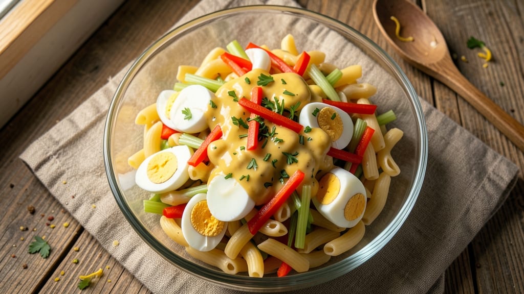 Macaroni Salad Recipe with Hard Boiled Eggs: Classic Picnic Potluck in 25 Minutes