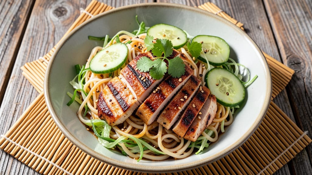 Asian Grilled Chicken Salad Recipe: Smoky Char and Crunchy Rice Noodle Twist