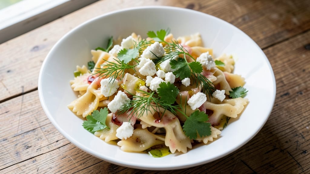 Bowtie Pasta Salad Recipe: Feta-Braised Bowties With Herbed Olive Oil Twist