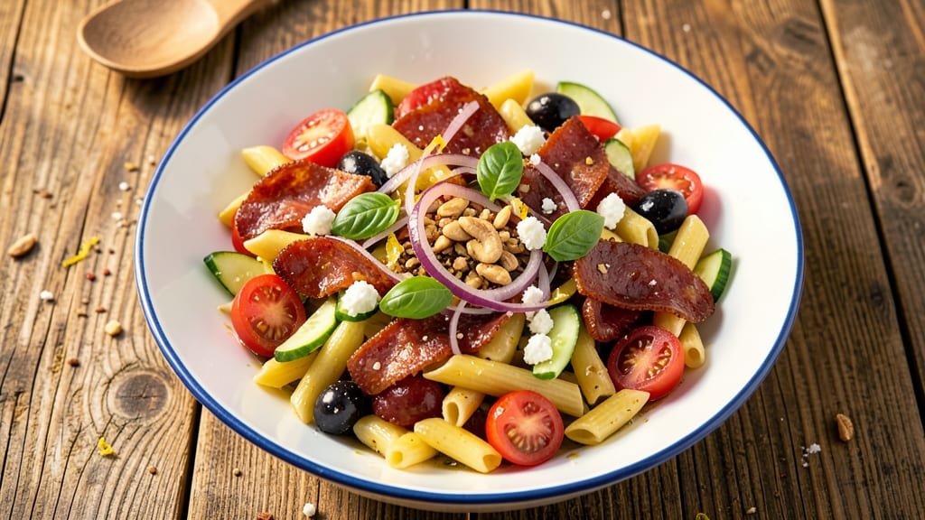 Greek Pasta Salad With Salami Recipe: Mediterranean Boldness in 15 Minutes