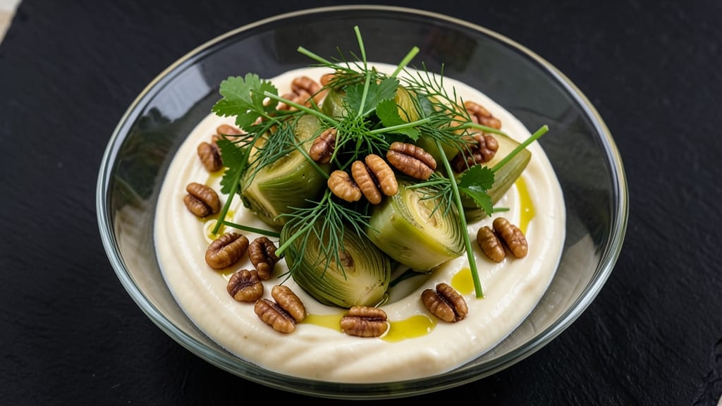 Nobu-Style Artichoke Salad Recipe: Herb-Infused Cream Cheese With Toasted Pine Nuts