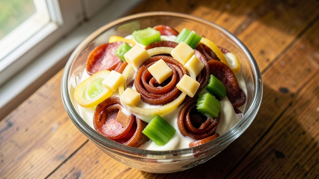 Bologna Salad Old Recipe: Vintage Cream Cheese Crunch with Celery Crowns