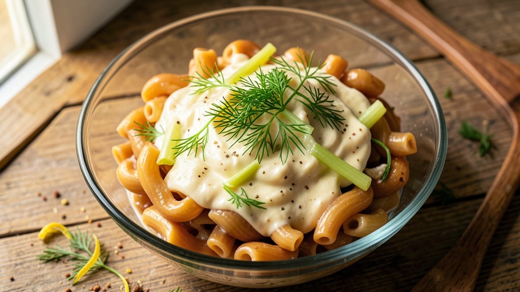 Macaroni Salad Recipe Without Onions: Celery Crown Crunch and Herb Cream Cheese Bliss