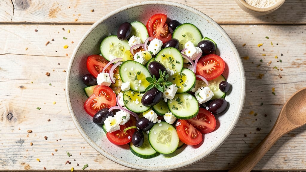 Avra's Greek Salad Recipe: Crisp Cucumber Crowns and Feta Flakes