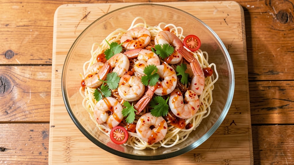 Asian Prawn Salad Recipe: Crispy Noodles and Sweet Chili Lime Zing