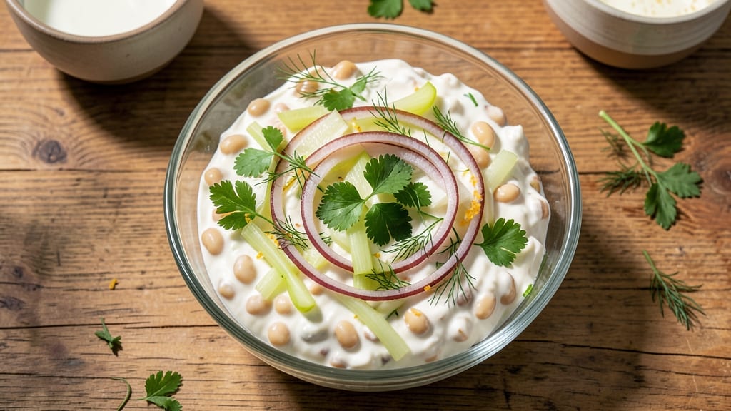 Canned Beans Salad Recipe: Herb-Infused Cream Cheese With Crunchy Celery Crowns