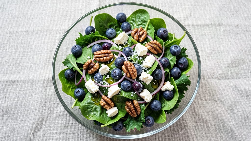 Blueberry Feta Salad Recipe: Sweet-Tart Burst With Crispy Walnut Topping