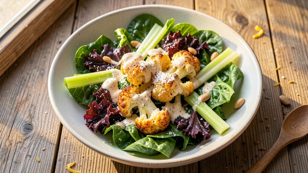 Caesar Vegetable Salad Recipe: Crisp Celery Crowns and Smoky Parmesan Magic