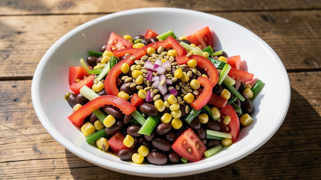 Bean Salsa Salad Recipe: Crunchy Celery Crowns and Zesty Lime Kick