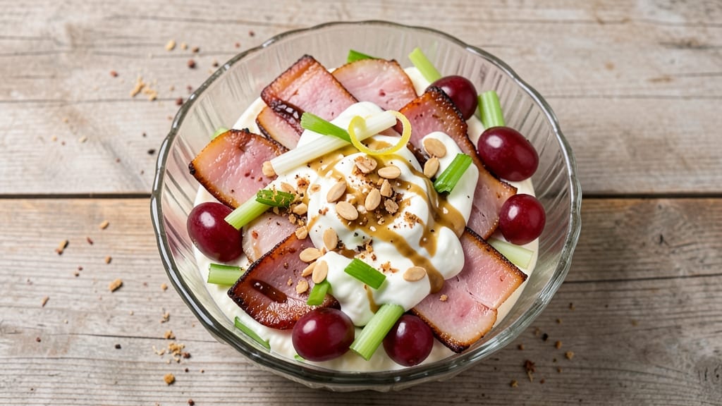 Baked Ham and Celery Salad Recipe: Crisp Crowns and Smoky Herb Cream Cheese