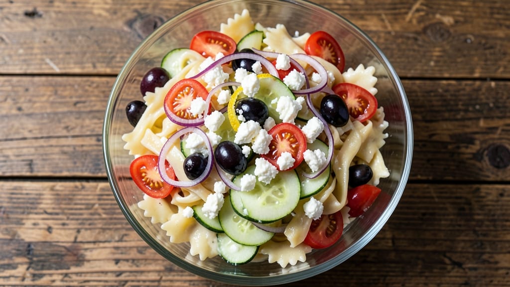 Bow Tie Pasta Salad Recipe with Feta: Mediterranean Brightness in 15 Minutes