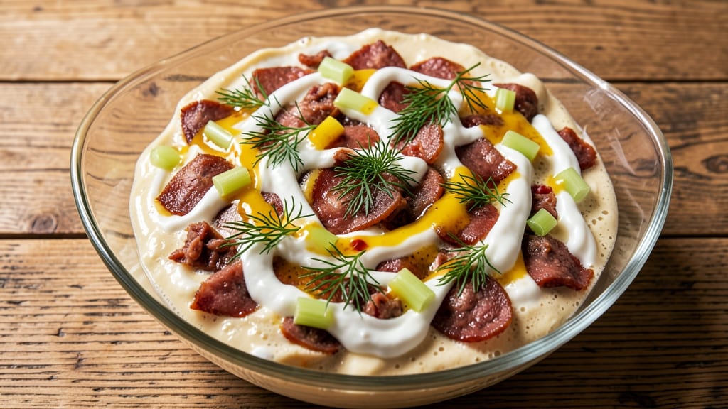 Bologna Salad Spread Recipe: Crunchy Celery Crowns and Zesty Herb Cream Cheese