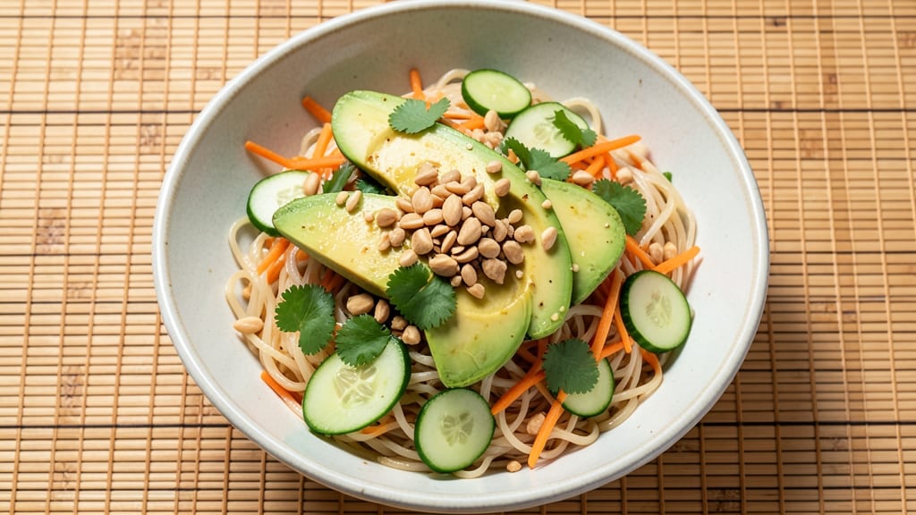 Asian Avocado Salad Recipe: Crispy Rice Noodles With Zesty Lime Dressing