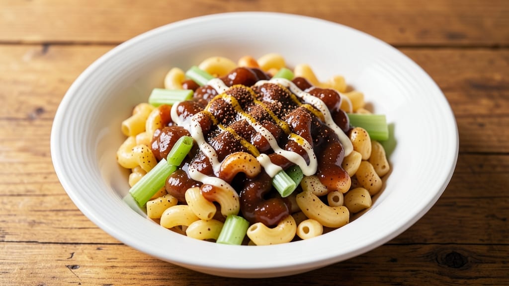 Barbecue Macaroni Salad Recipe: Smoky BBQ Dressing with Crisp Celery Crowns